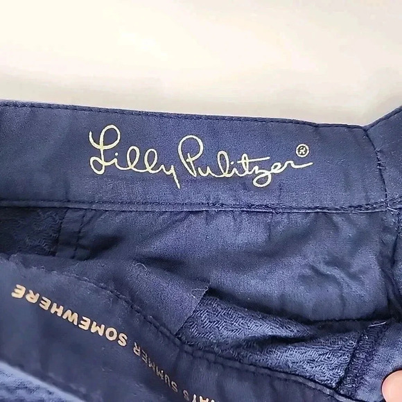 Lilly Pulitzer Buttercup Short 8 Navy Blue‎ Scalloped Coastal Resort Flat Front - Picture 9 of 13